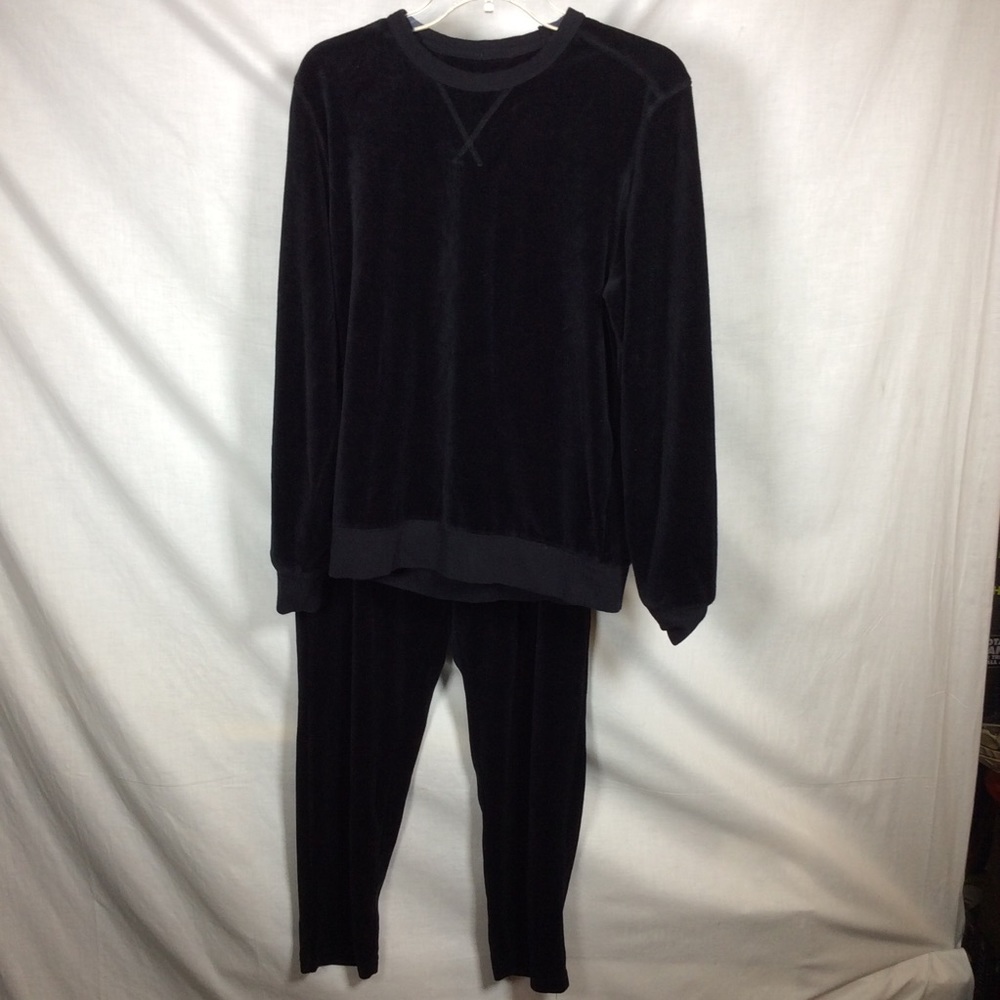 14th & Union Men’s 2 pc Set Black Velvet Lounge Sweatsuit Sz S & Pants M